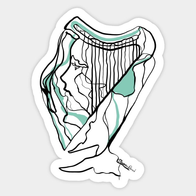 Single Line - Harpist Sticker by MaxencePierrard